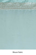Blue Satin Silk Embroidered With Woven Design Border Festive Saree - Nimaya Denzy