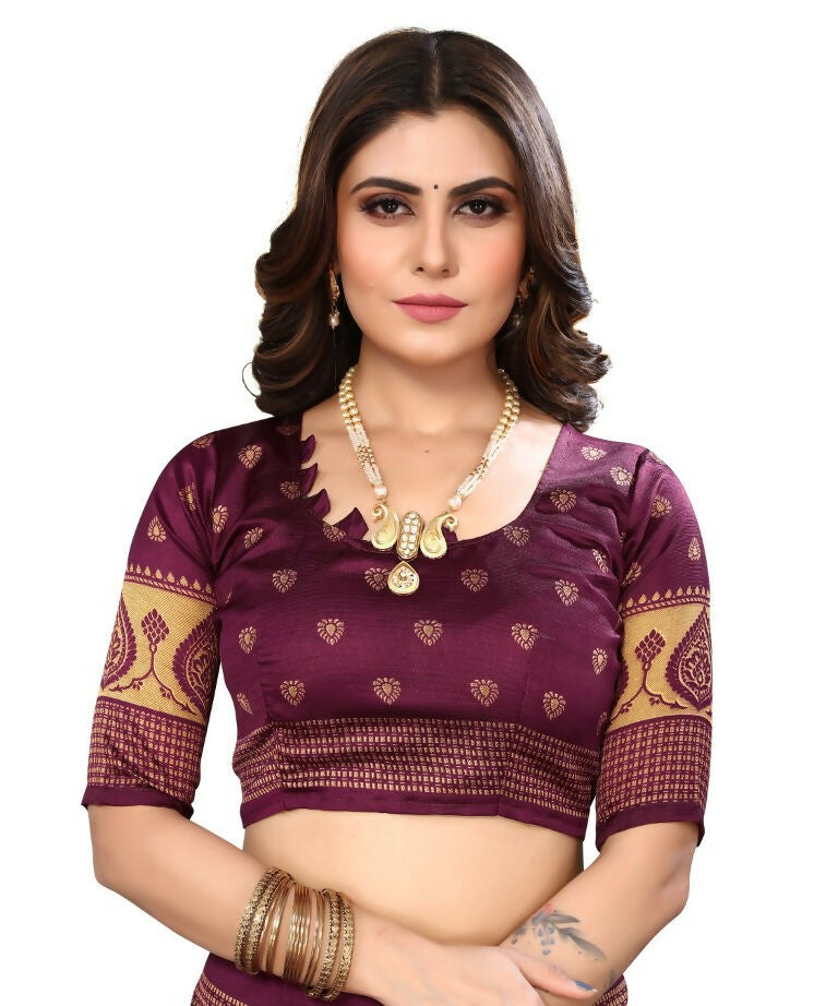 Vamika Purple Printed Art Silk Saree