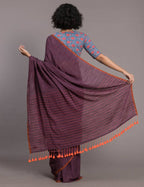 Suta Purple Orange Solid Cotton Blend Saree - Distacart