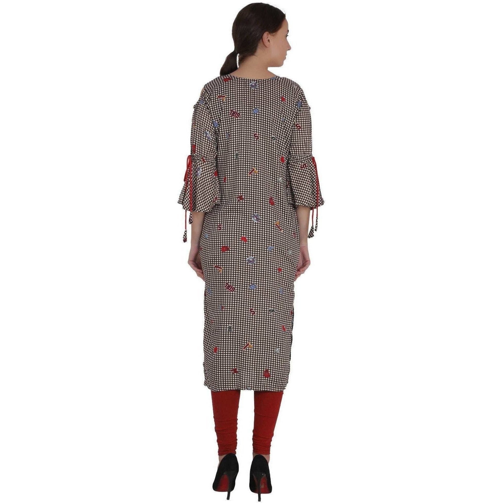Kanoor Garments Women's Brown Rayon Straight Kurti