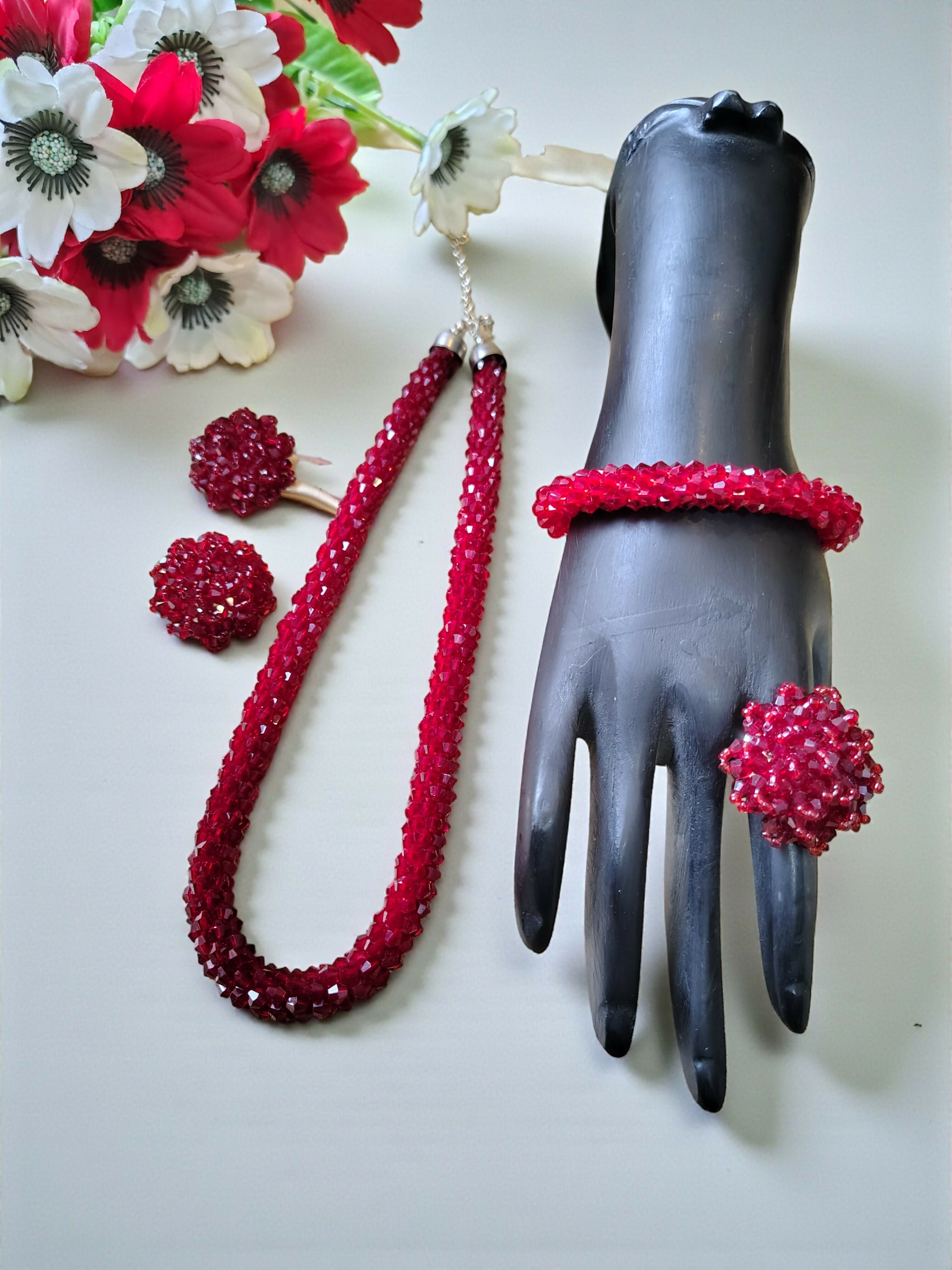 Inhanns Rangshine 4-In-1 Crystal Glam Set - Handmade - Maroon
