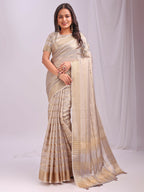 Shree Shyam Fashion Organza Cream Saree - Distacart