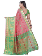 Vamika Banarasi Cotton Silk Peach Weaving Saree
