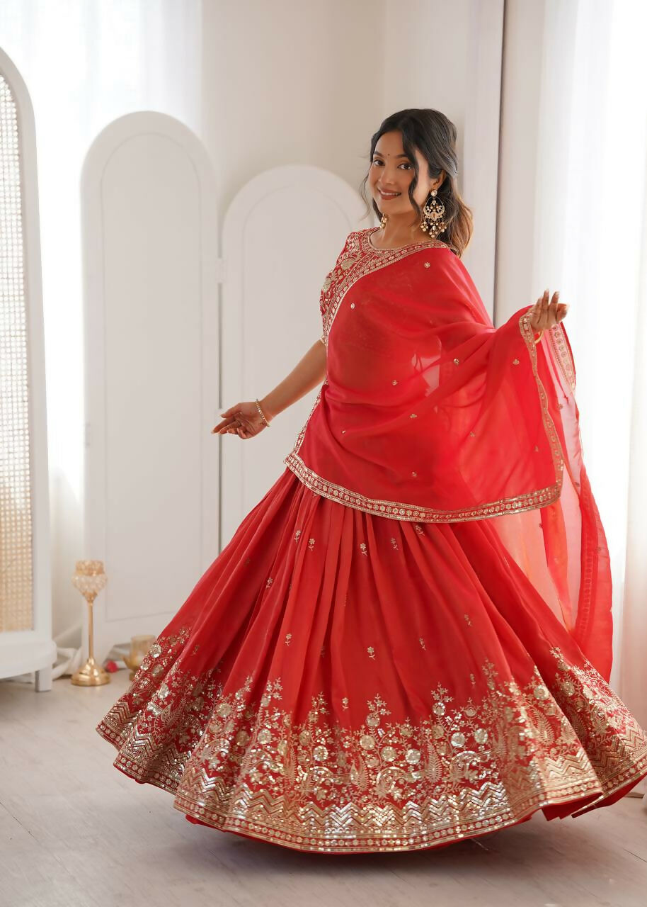 Lehenga Mart Designer Indian Wedding Lehenga Choli-Orange - Distacart