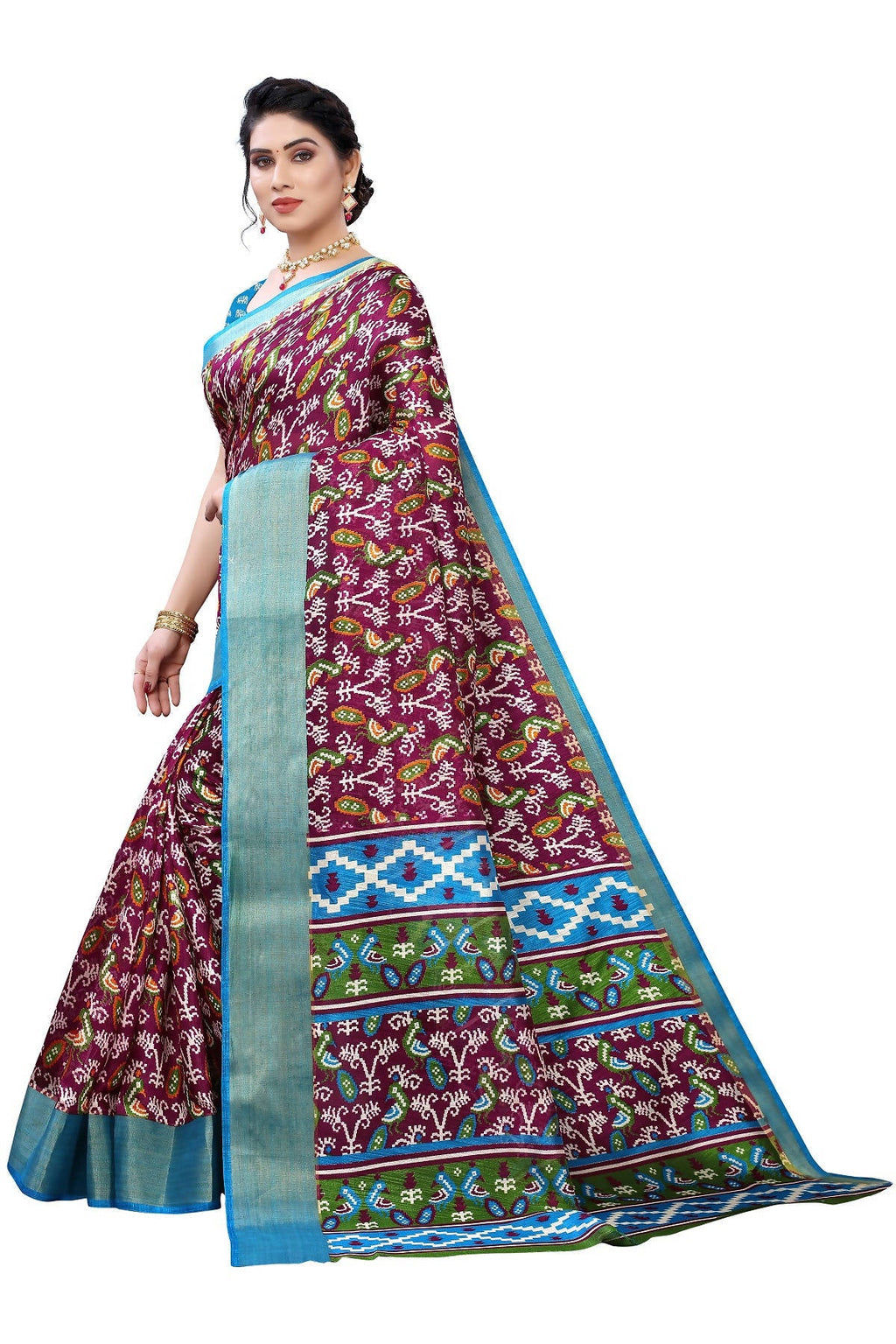 Vamika Beautiful Purple Linen Jari Border Saree (JANKI PURPLE) - Distacart