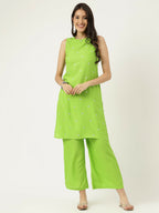 Joban Fashion Green Rayon and Embroidered Work Straight Kurta Bottom Set