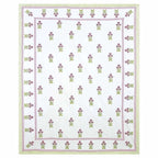 Floral Hand Block Printed Double 90x108 Inches Bedspread with 2 Pillow Covers