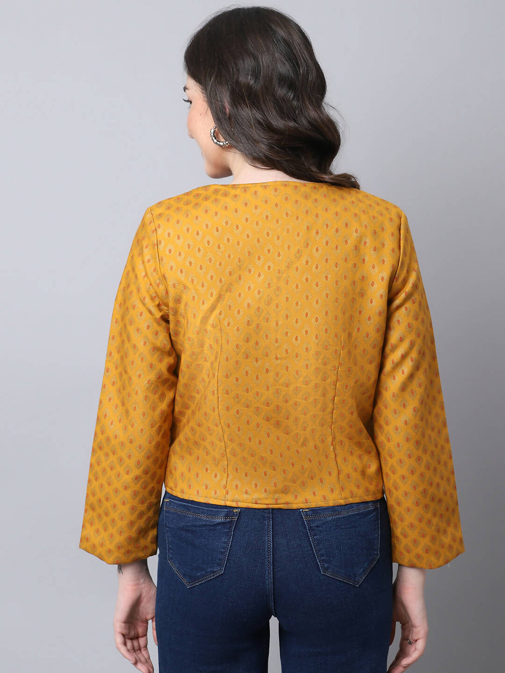 Even Apparels Yellow 100% Viscose Open Front Statement Women's Jacket