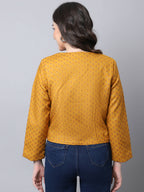 Even Apparels Yellow 100% Viscose Open Front Statement Women's Jacket