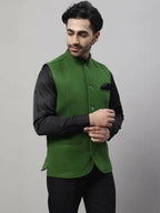 Even Apparels Pure Wool Nehru Jacket - Green