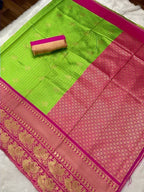 DEIANA'S Beautiful Designer Golden zari Soft Lichi Silk Saree - Parrot