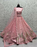Jyoti Fashion Women's Pink Bridal Net Fancy Foil & Sequins with Multi Thread Embroidered Wedding Lehenga Choli
