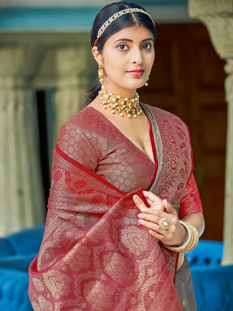 Shree Shyam Fashion Linen Cotton Grey Saree - Distacart