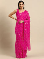 Ahalyaa Women's Traditional Semi Stitch Saree - Fuchsia