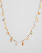 VOJ Gold-Polished Designer Chain For Women With AD Stone And Leaf