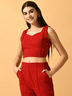 Myshka Women's Red Solid Party Top