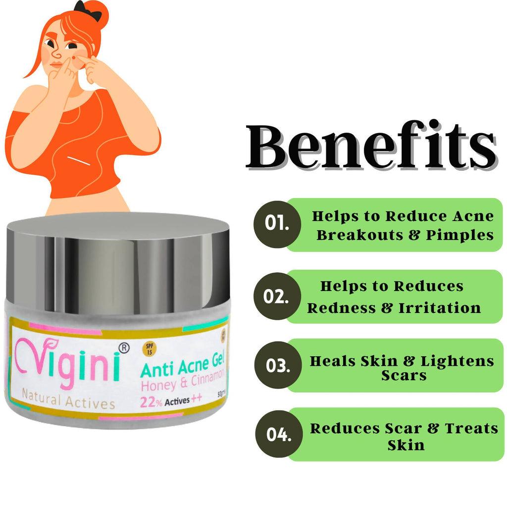 Vigini Natural Actives Anti Acne Face Day Night Gel for Men Women