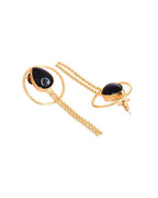 VOJ One Gram Gold Plated Drop Shaped Black Stone Studded Earrings - Distacart