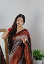 DEIANA'S Beautiful Designer Golden zari Soft Lichi Silk Saree - Cream