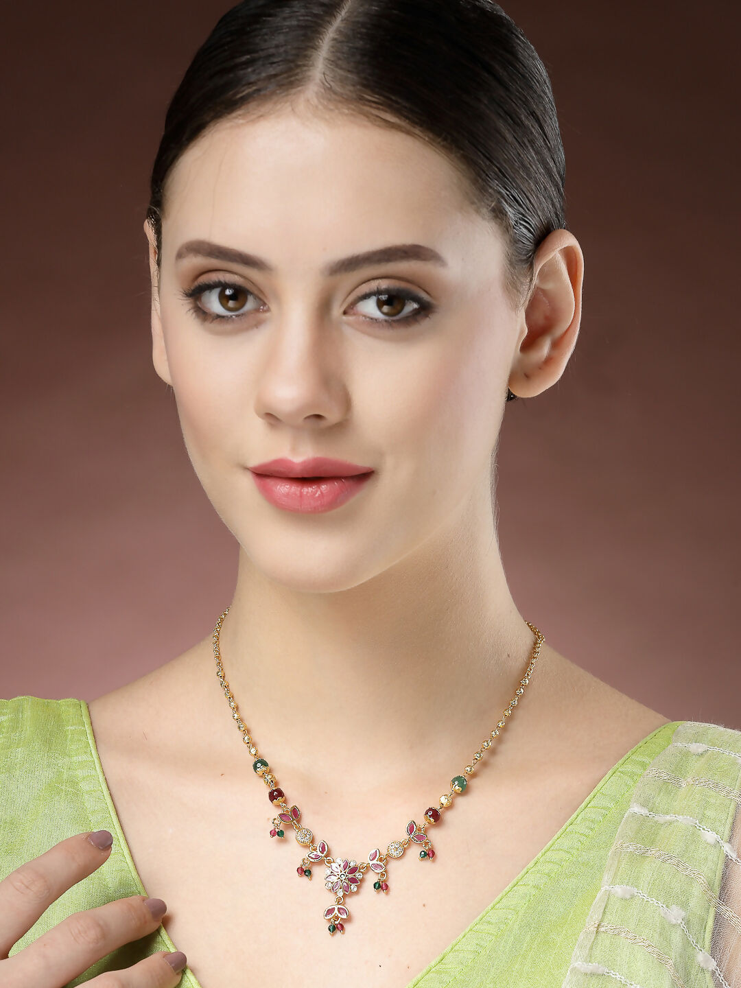 NVR Women's Multicolor Gold-Polished Minimal Chain