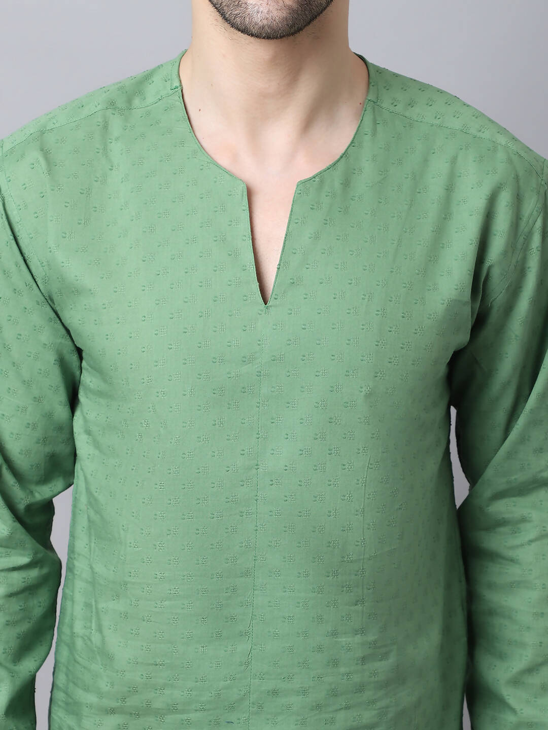 Even Apparels Green Pure Cotton Round Neck Slit Men's Kurta - Distacart