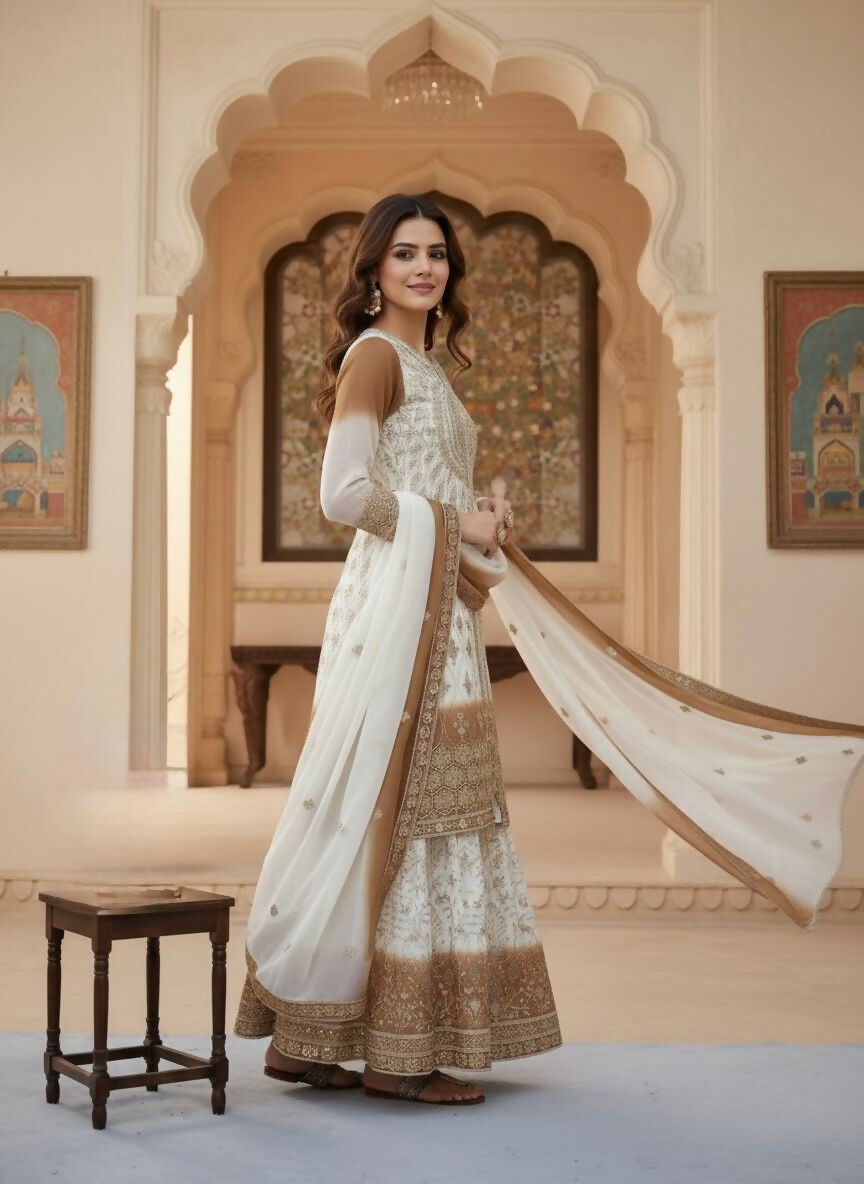 Teeya Creation Multi Color Star Georgette Heavy Embroidery Work Functional Wear Salwar Suit - Distacart