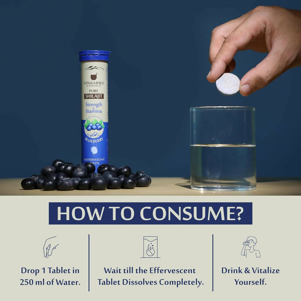 Upakarma Ayurveda Pure SJ Effervescent Tablets in 3 Unique Flavors (Pure SJ, Orange & Blueberry) Combo - Distacart