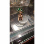 Silver and Gold Coated Decorative Tulsi Item with Green Leaf -Small Size / Tulsi Kota - Small Size