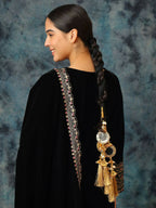 Ruby Raang Gold Gota Pati Work And Threads With Pearls And Black Thread And Mirrors - Distacart