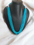 Inhanns Bloom Handmade Beaded Only Necklace - 12 Layers - Sky Bule Necklace