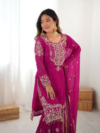 Lehenga Mart Designer Sharara Suit With Kurta, Sharara, Dupatta For Women-Pink - Distacart