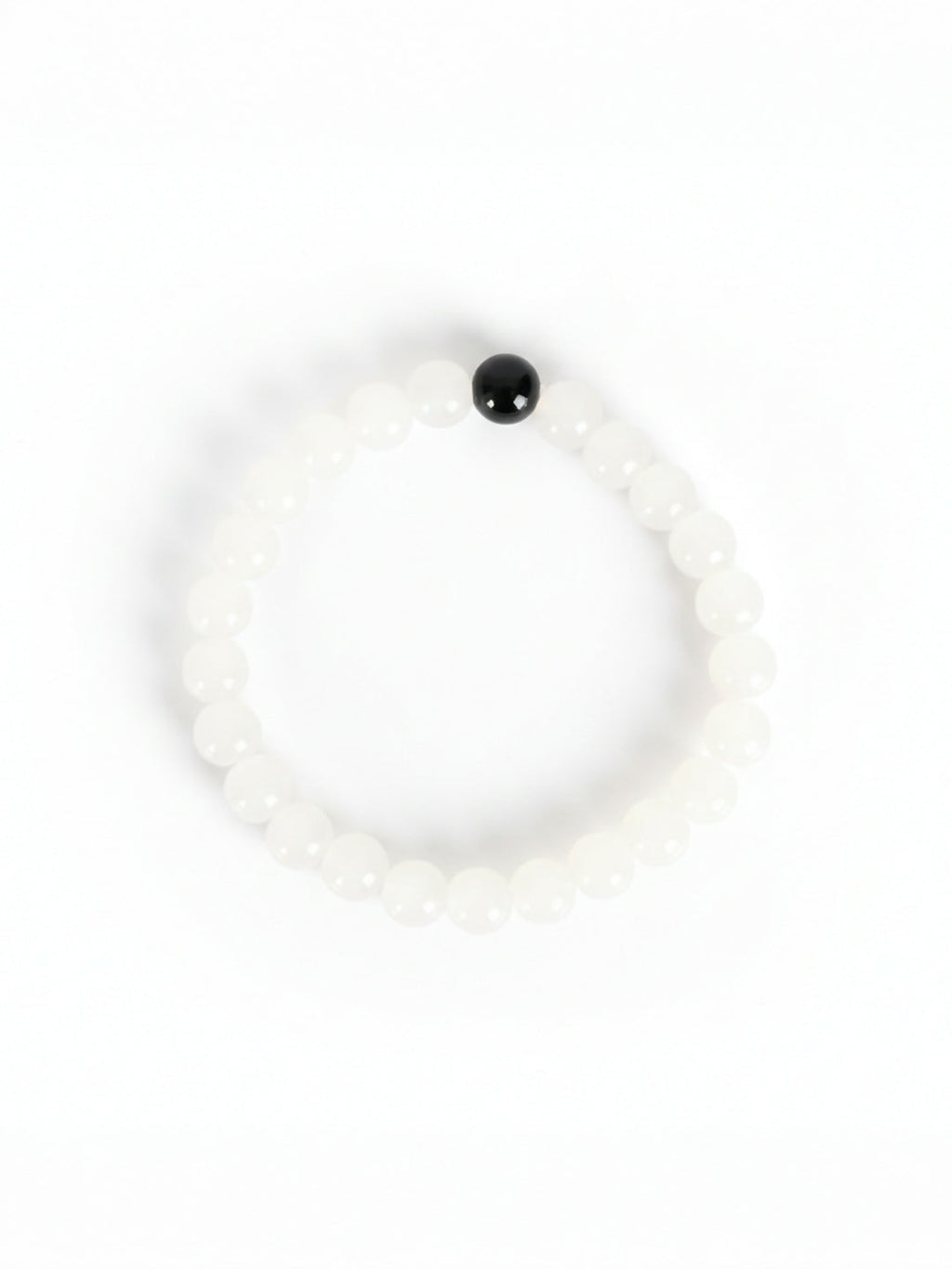 NVR Unisex White & Black Crystal Beaded Bracelet - Distacart