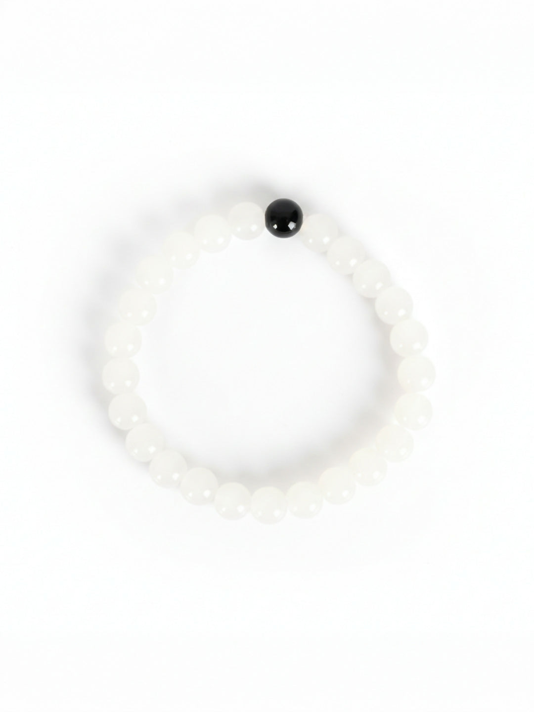 NVR Unisex White & Black Crystal Beaded Bracelet - Distacart