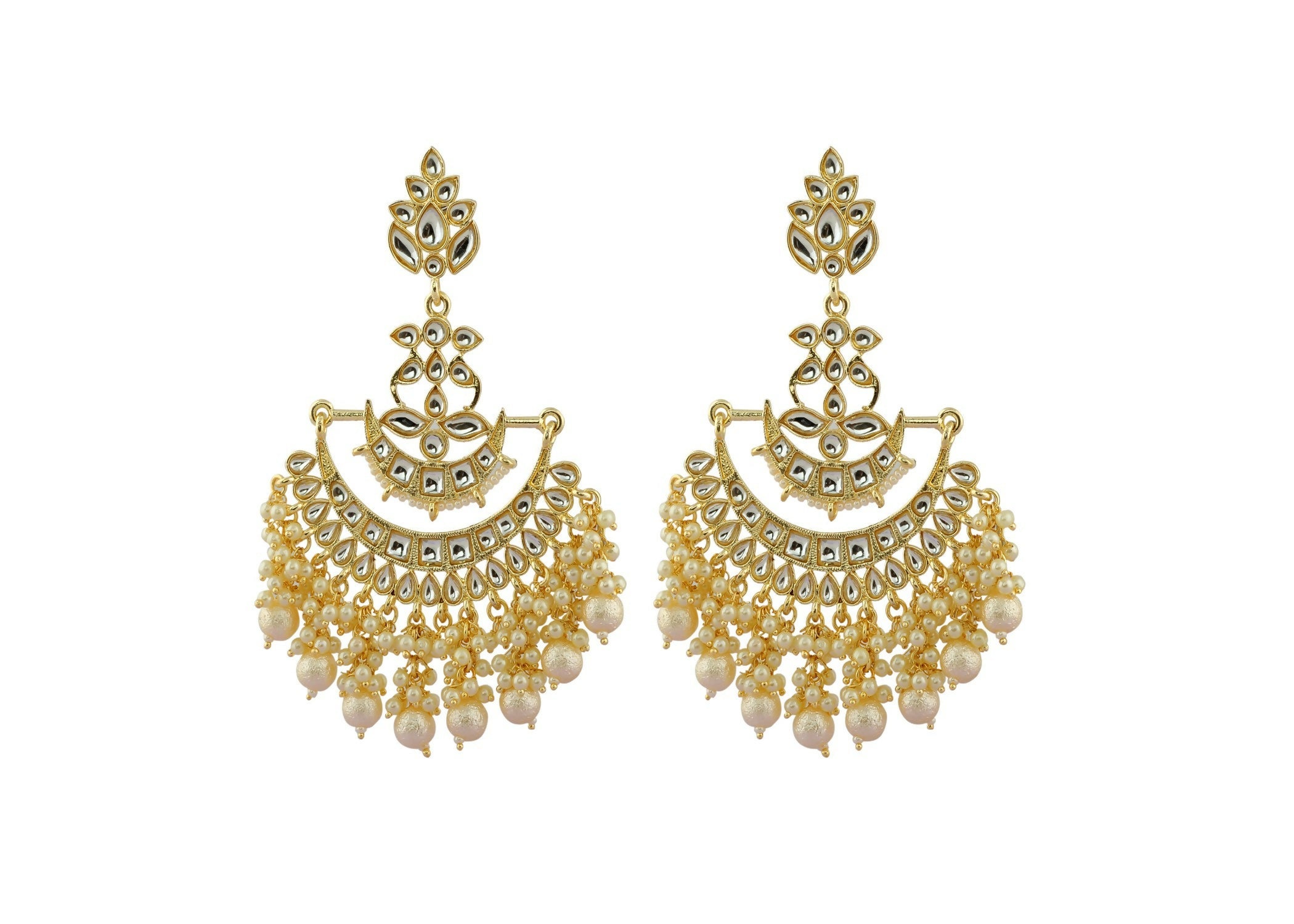Joban Fashion Women Kundan Pearl Golden White Earrings - Distacart