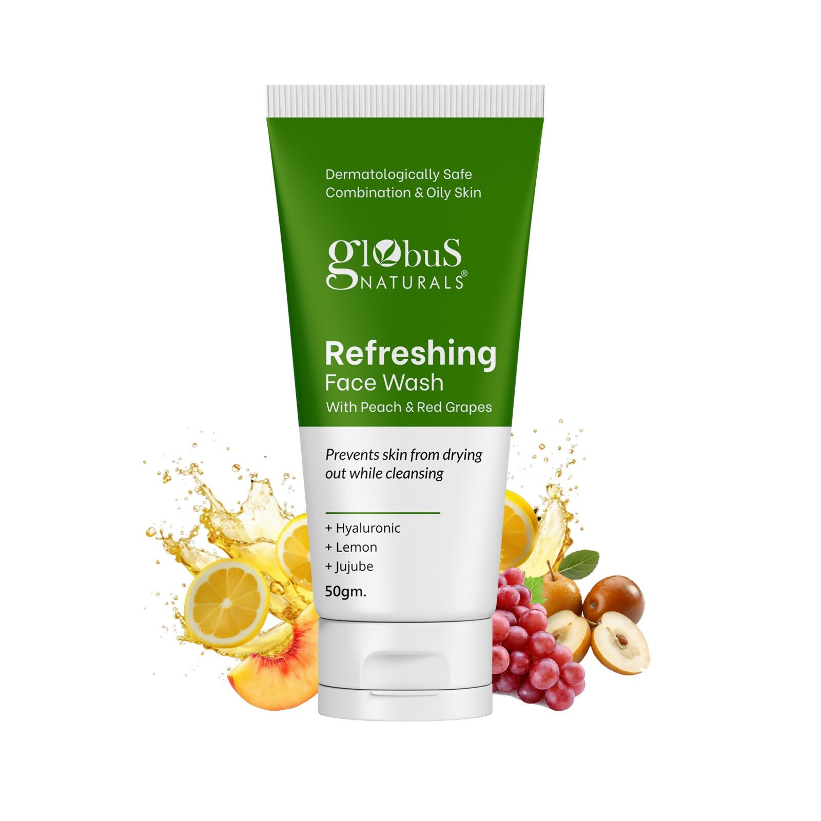 Globus Naturals Refreshing Face Wash with Peach & Red Grapes - Distacart